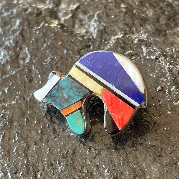 Vintage Charlie Bowie Navajo Native American Bear Pin and Pendant - Picture 1 of 14